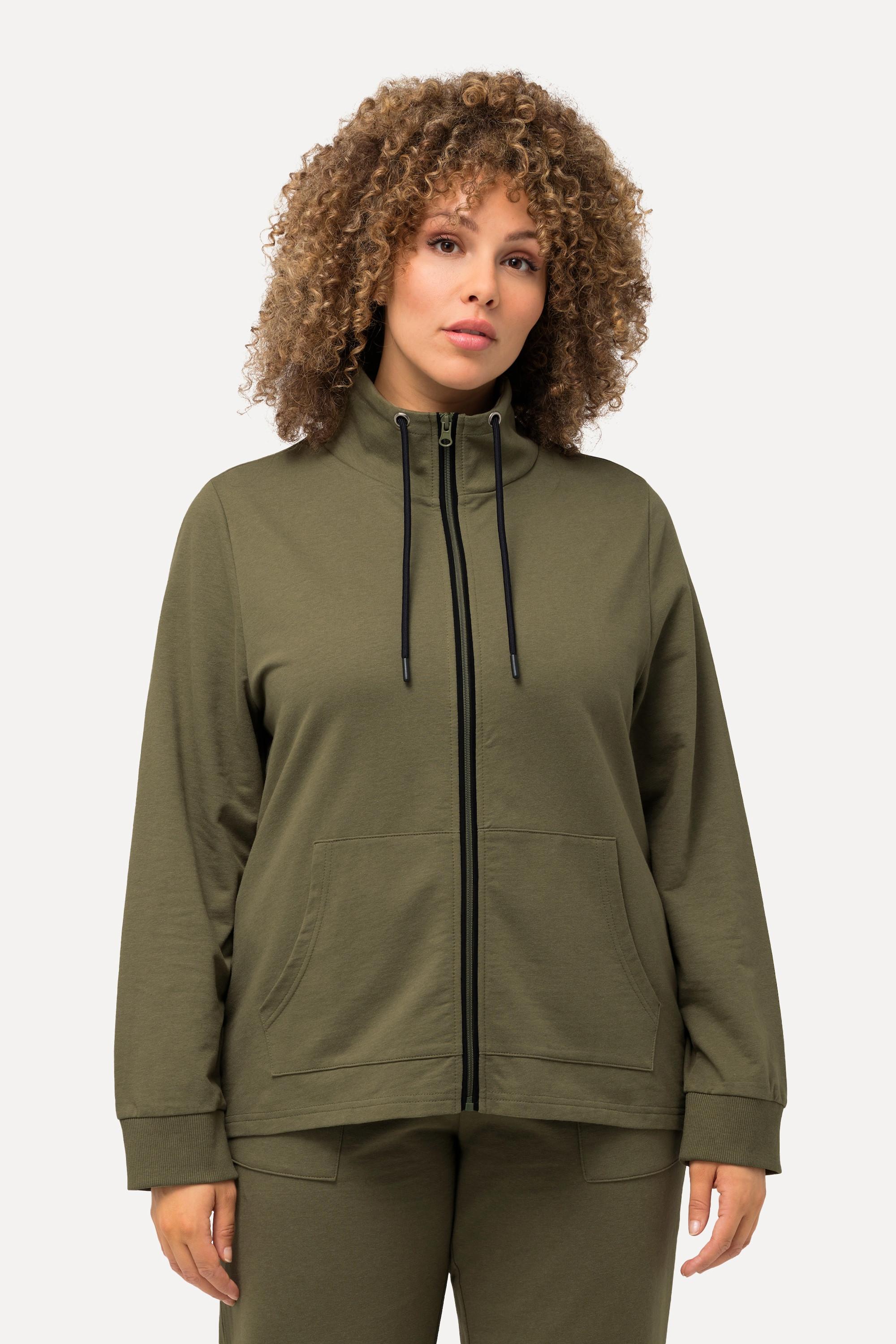 Ulla Popken  Sweatjacke, Stehkragen, Kängurutasche, hinten länger 