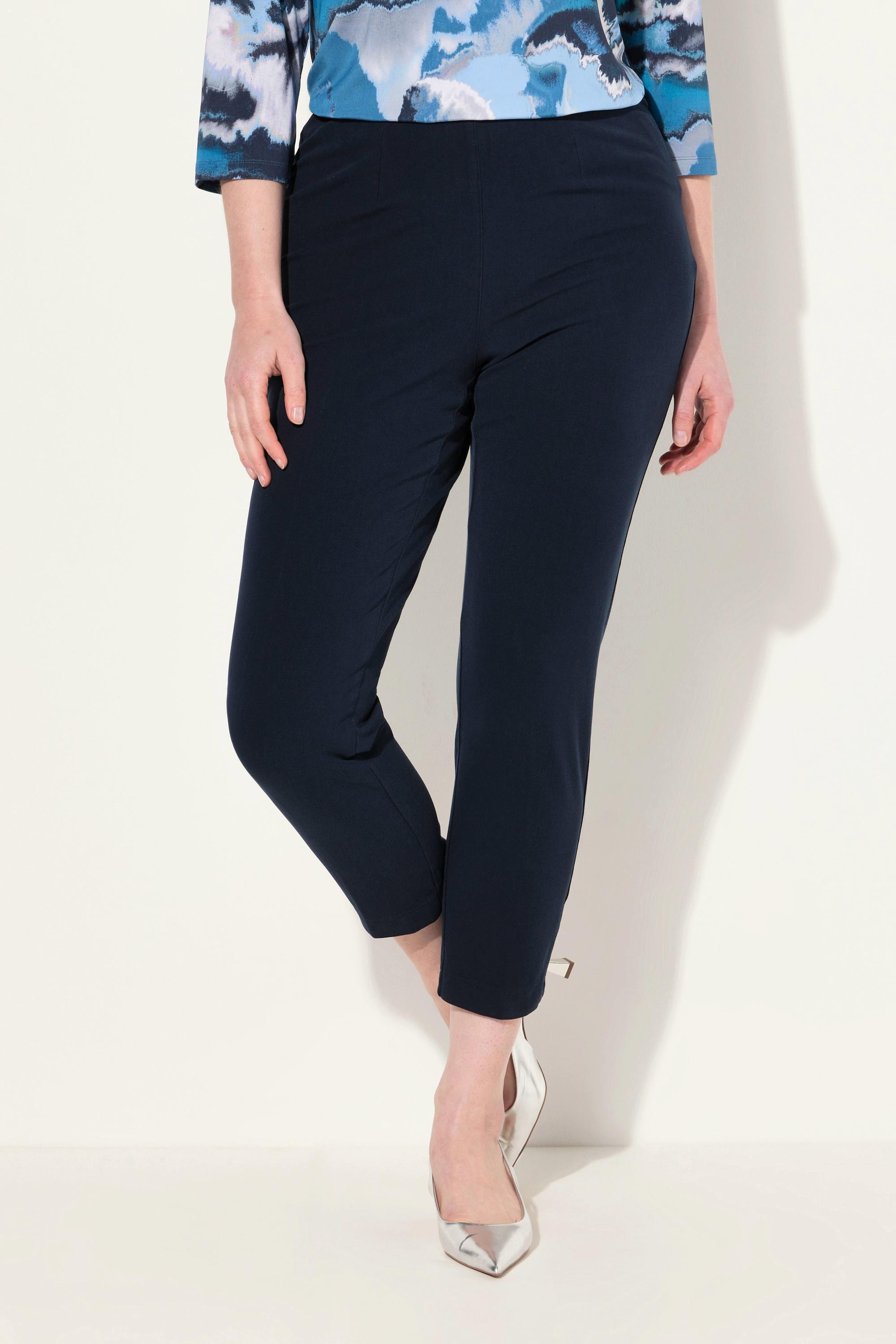 Ulla Popken  Pantaloni a 7/8 con nervature, taglio della gamba aderente e cintura elastica 