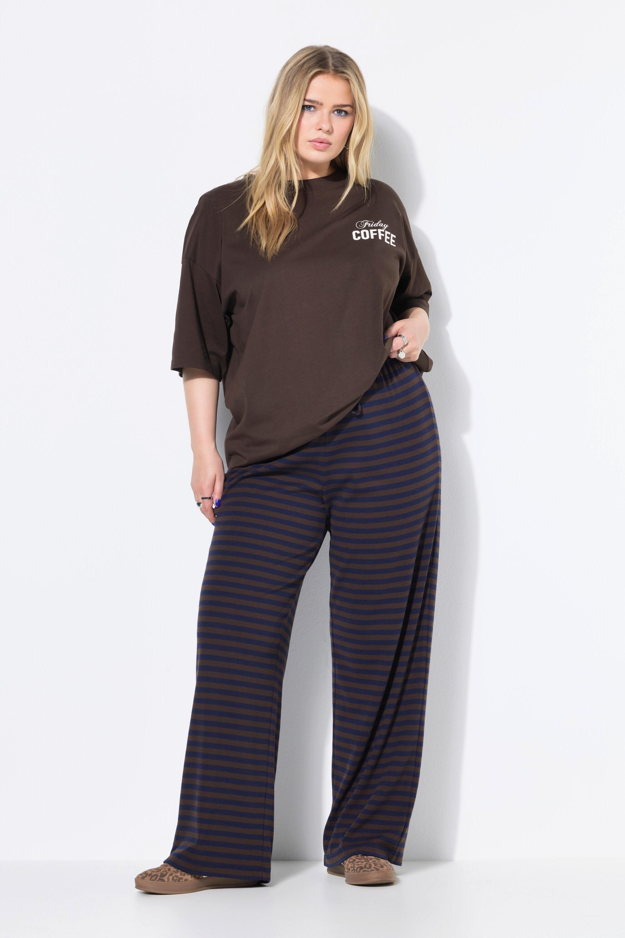 Studio Untold Pantalon large en jersey côtelé à rayures  