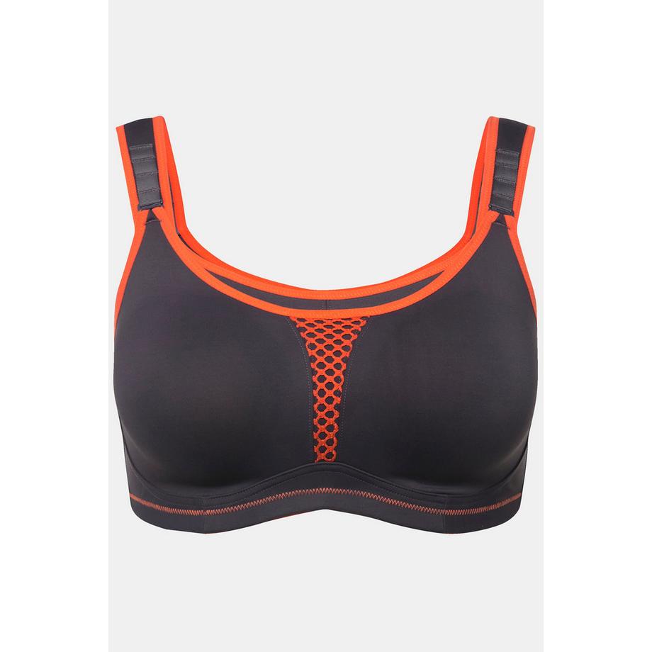 Ulla Popken Soutien-gorge de sport sans armatures microfibre empiècement maille bonnet C-D  