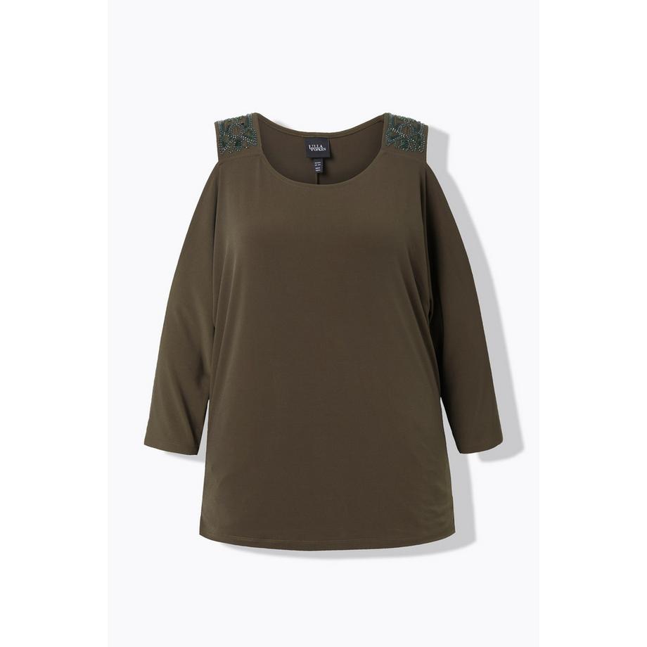 Ulla Popken T-Shirt Vestibilità Comoda Cut-Out Spalle  