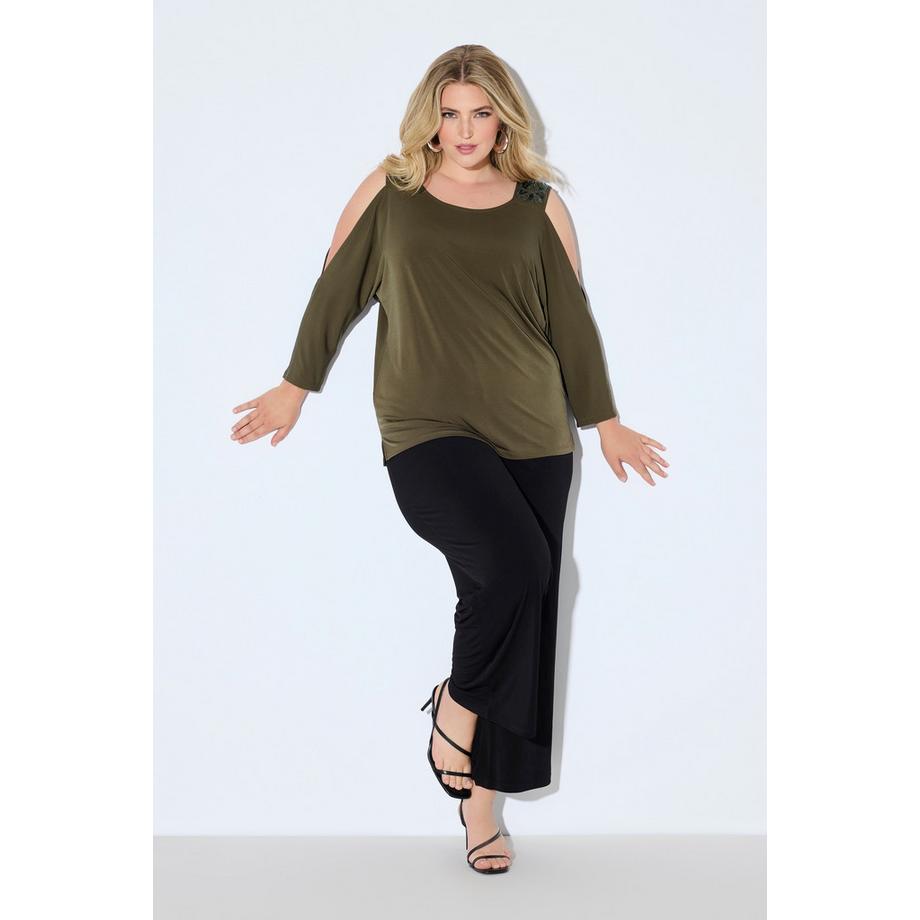 Ulla Popken T-Shirt Vestibilità Comoda Cut-Out Spalle  