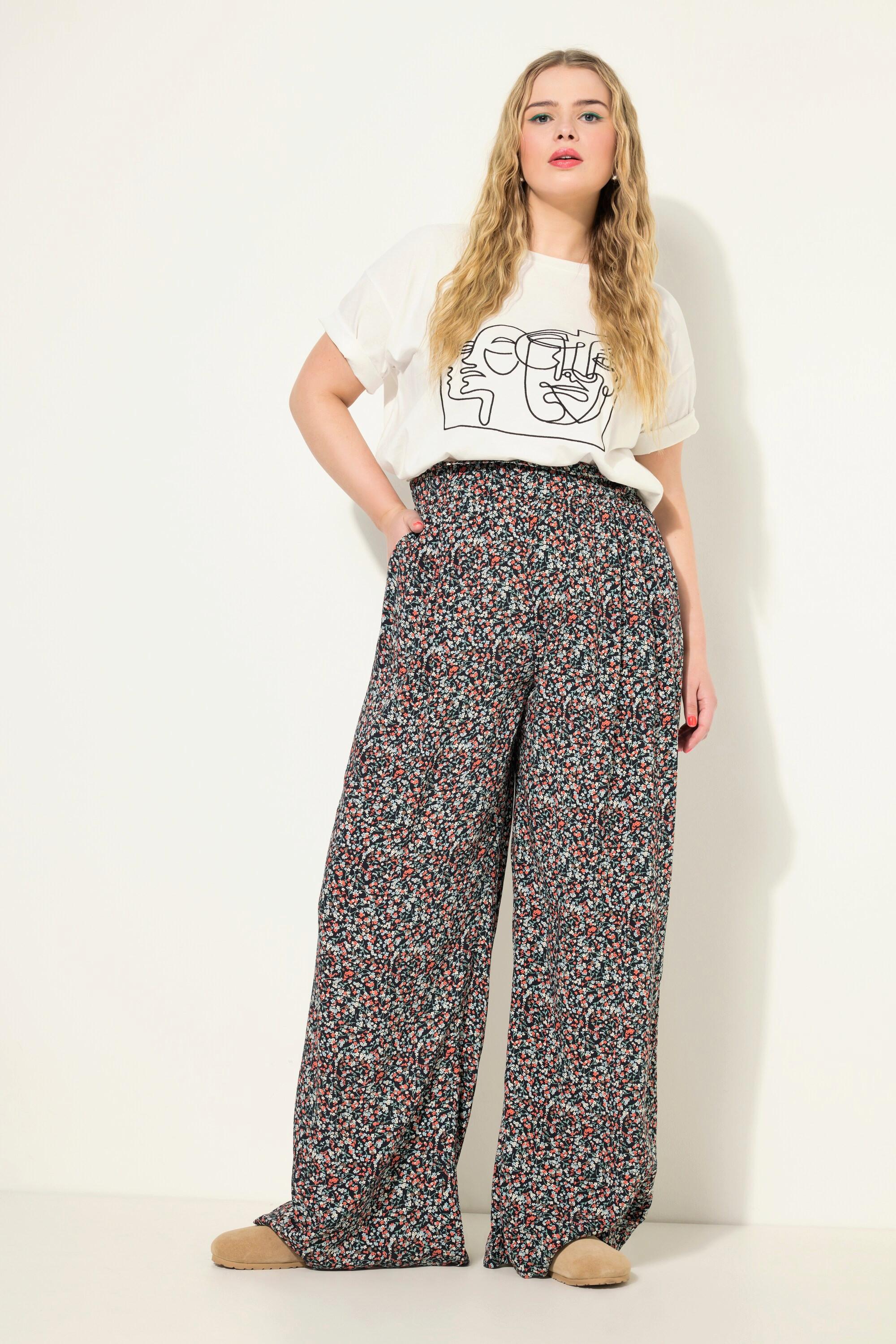 Studio Untold  Pantalon à jambe large et taille haute, imprimé millefleur 