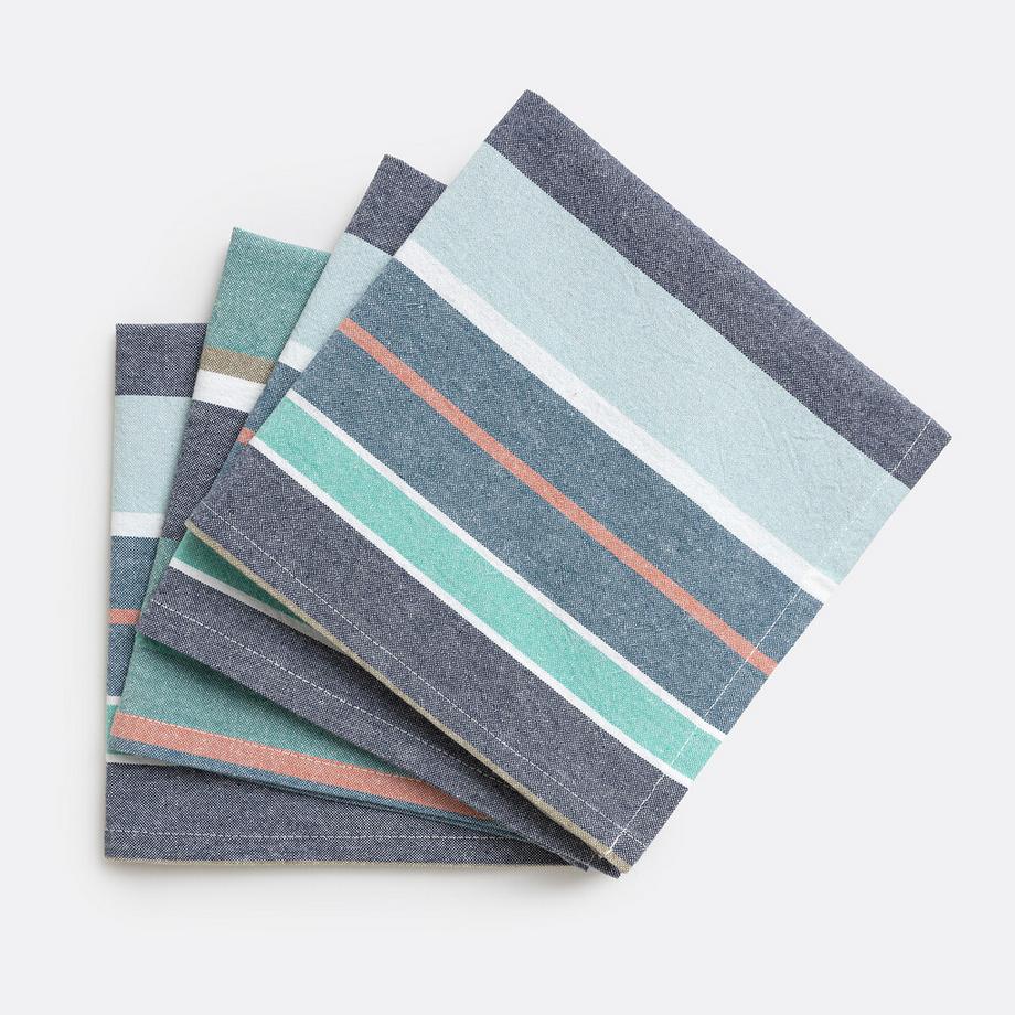 Serviettes de table coton lavé tissé-teint