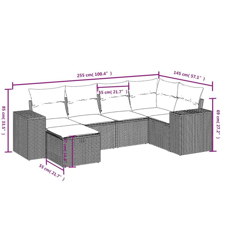VidaXL set divano da giardino Polirattan  