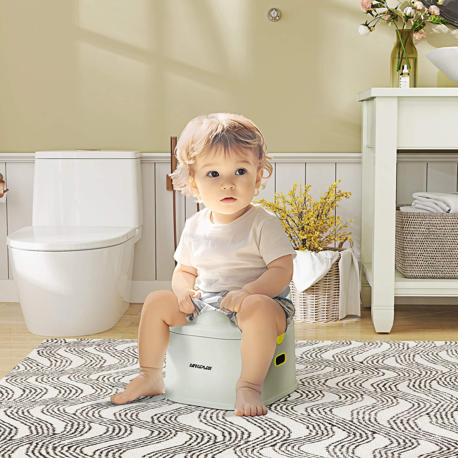 Northio  3-in-1 Kindertopf, abnehmbar Kindertöpfchen, Töpfchen mit Griffe, für Kinder 6-72 Monaten, bis 50 kg belastbar, Kunststoff, Kunstleder, Grau 