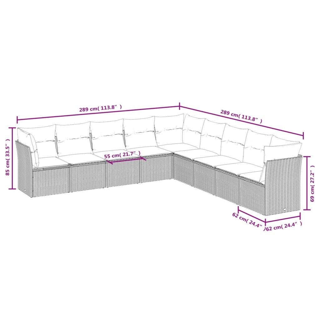 VidaXL Ensemble de canapés de jardin rotin synthétique  