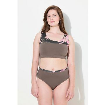 Brassière en coton bio, feuilles, décolleté rond