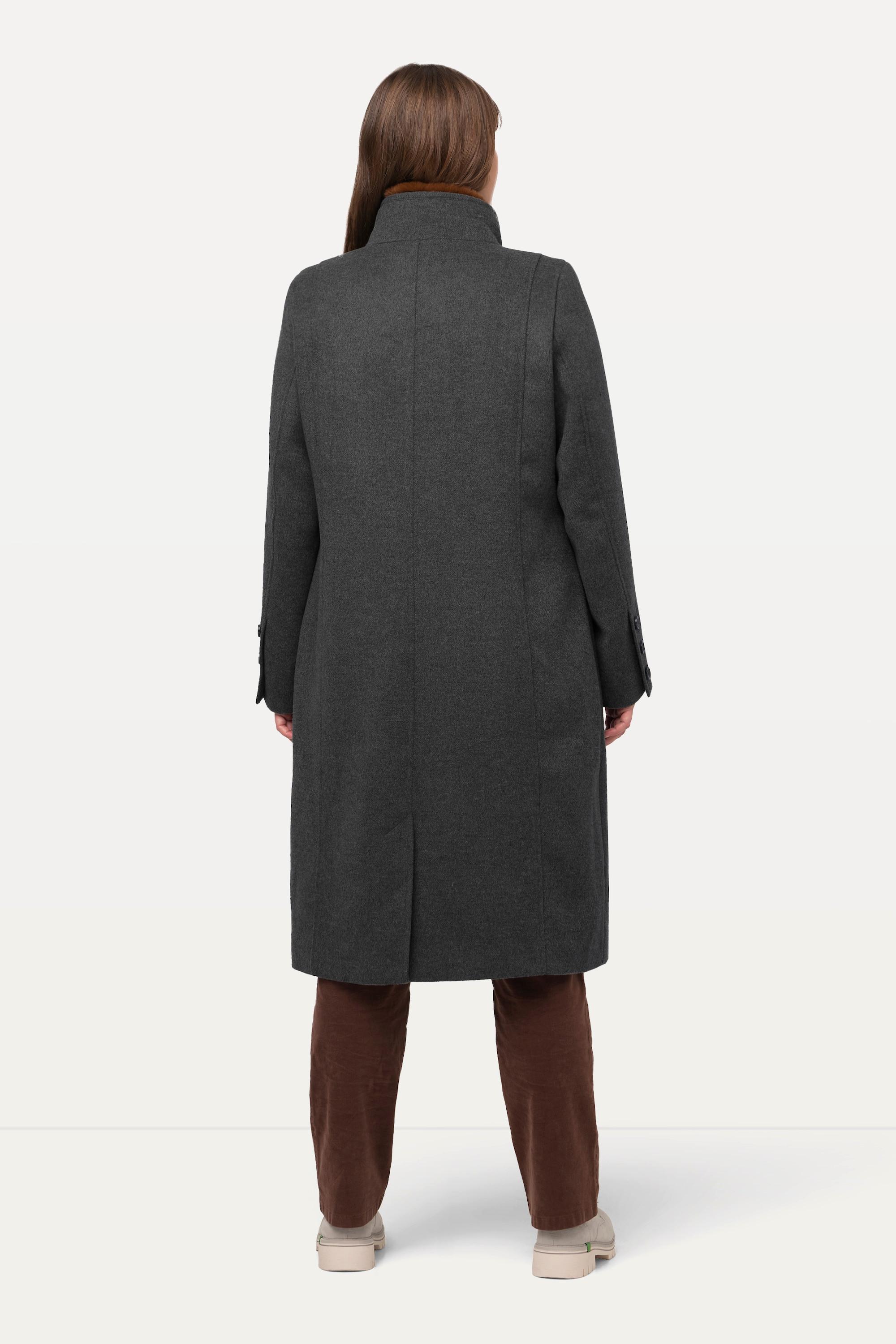 Ulla Popken Trachtenmantel Stehkragen Webpelz verdeckter Reissverschluss  