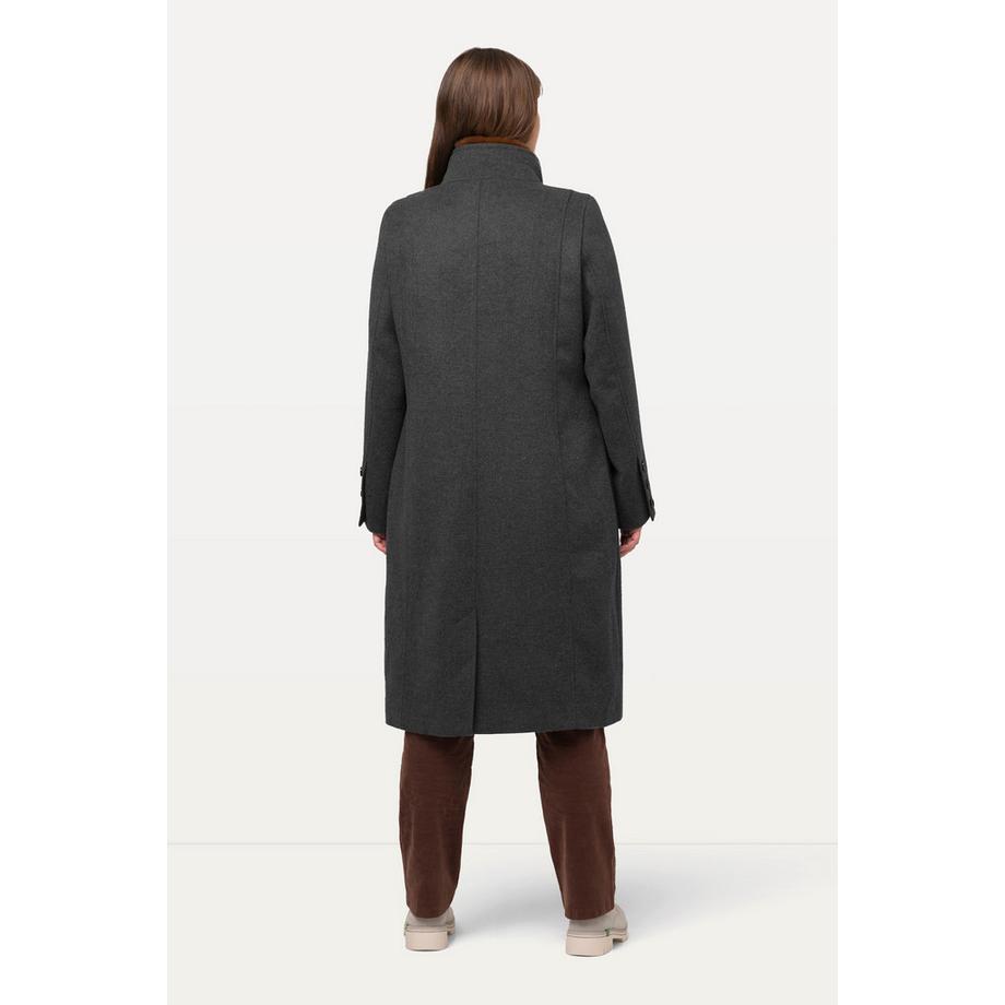 Ulla Popken Manteau style tyrolien Col Montant Fourrure Tissée Fermeture Éclair Dissimulée  