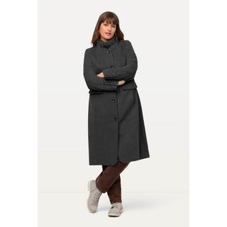 Ulla Popken  Manteau style tyrolien à col montant et fermeture éclair à double sens, fourrure tissée 