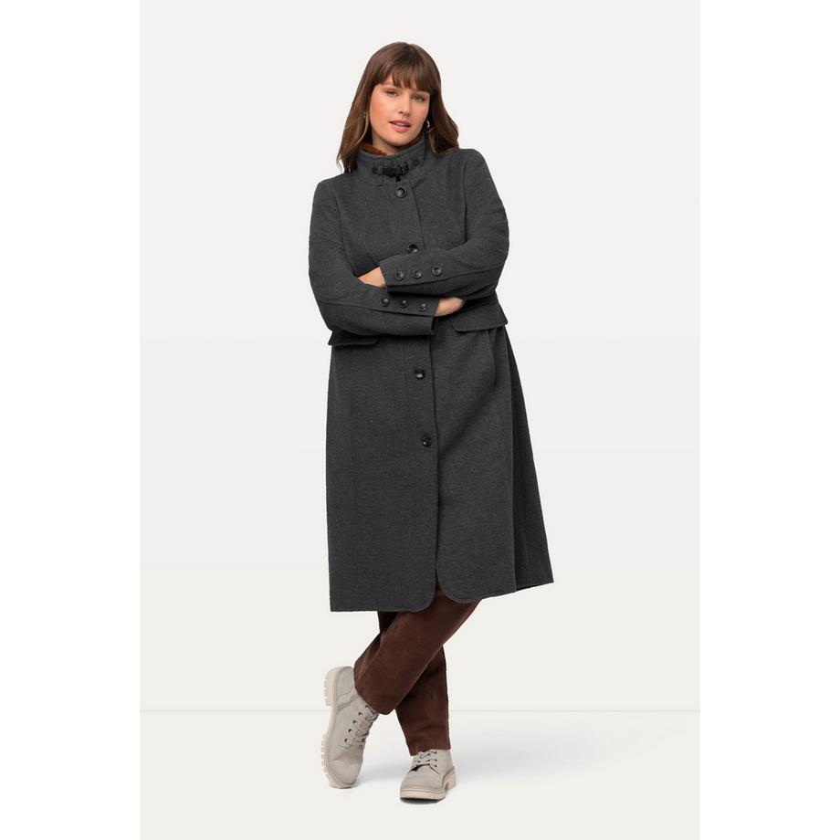 Ulla Popken Manteau style tyrolien Col Montant Fourrure Tissée Fermeture Éclair Dissimulée  