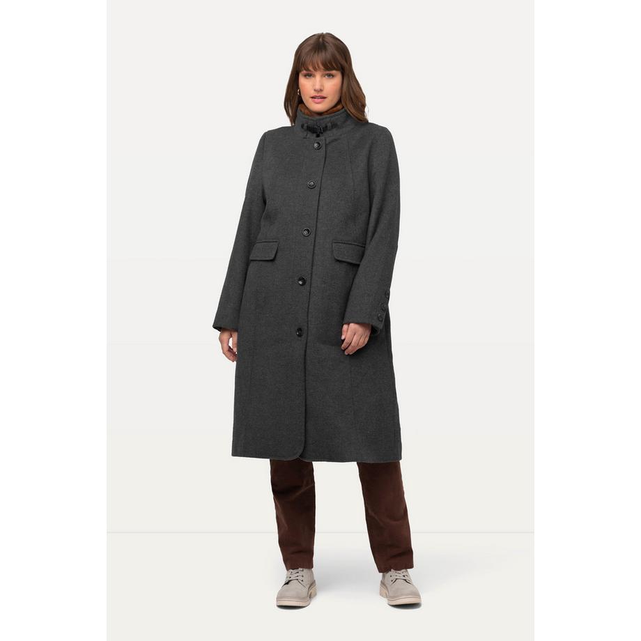 Ulla Popken Manteau style tyrolien Col Montant Fourrure Tissée Fermeture Éclair Dissimulée  