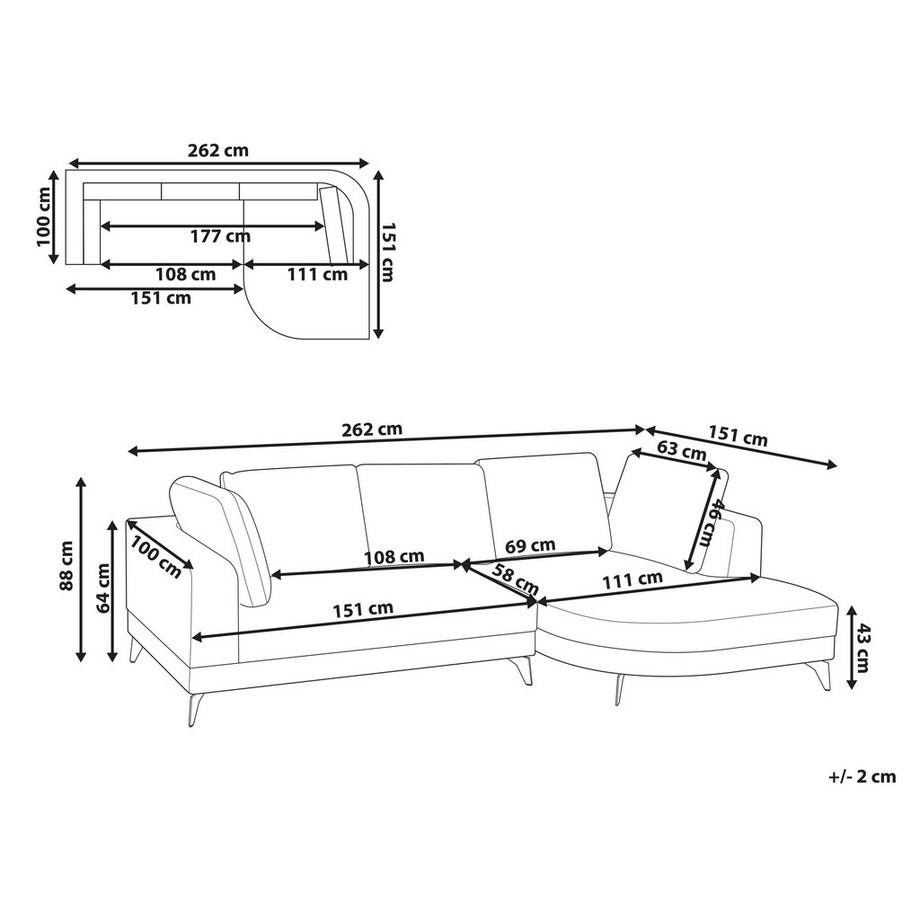 Beliani Canapé d'angle en Lin synthétique Moderne MARUM  
