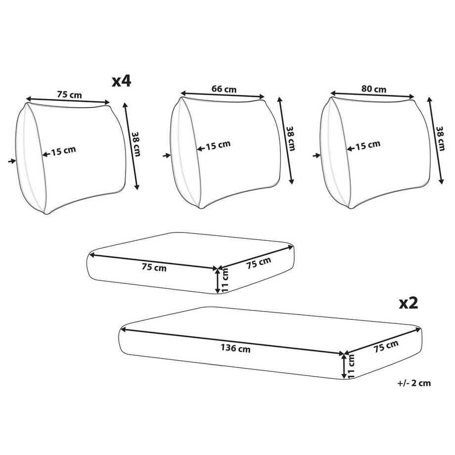 Beliani Outdoor Kissenbezug Set aus Polyester Mediterran MYKONOS  