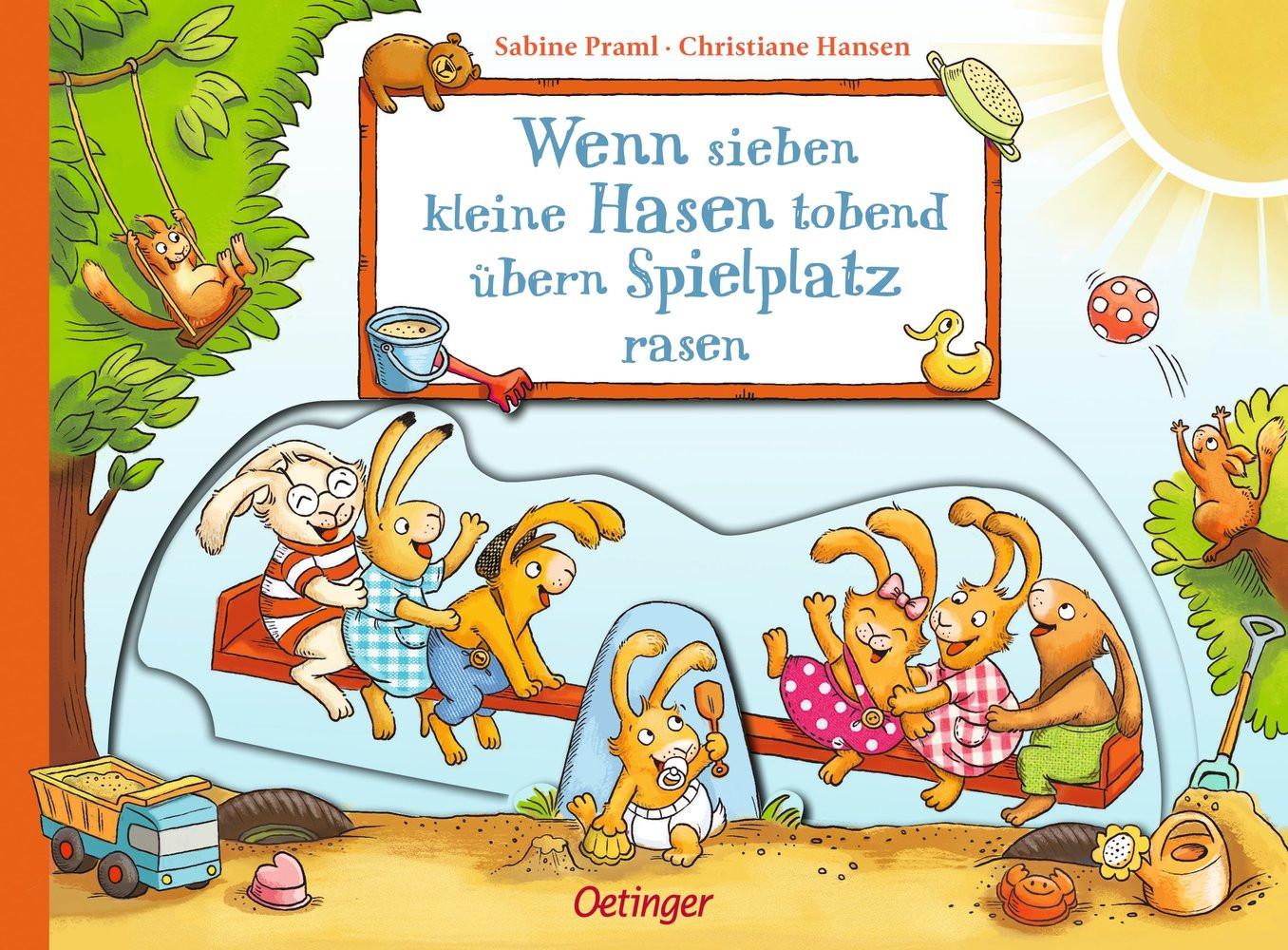 Wenn sieben kleine Hasen tobend übern Spielplatz rasen Praml, Sabine; Hansen, Christiane (Illustrationen); Zielinski, Rea Grit (Kolorierung) Couverture rigide 