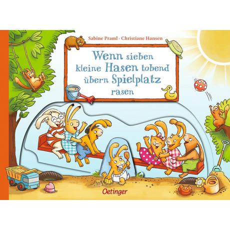 Wenn sieben kleine Hasen tobend übern Spielplatz rasen Praml, Sabine; Hansen, Christiane (Illustrationen); Zielinski, Rea Grit (Kolorierung) Couverture rigide 