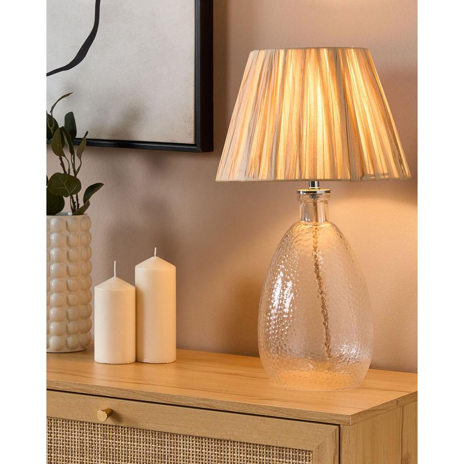 Beliani Lampe à poser en Verre Boho BLANCO  