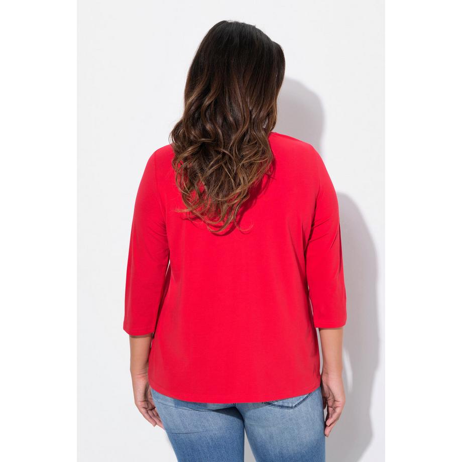 Ulla Popken Maglia Classic floreale scollo a V maniche 3/4  