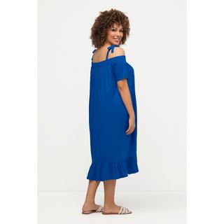 Ulla Popken  Midikleid, Volant, A-Linie, Carmenausschnitt, Halbarm 