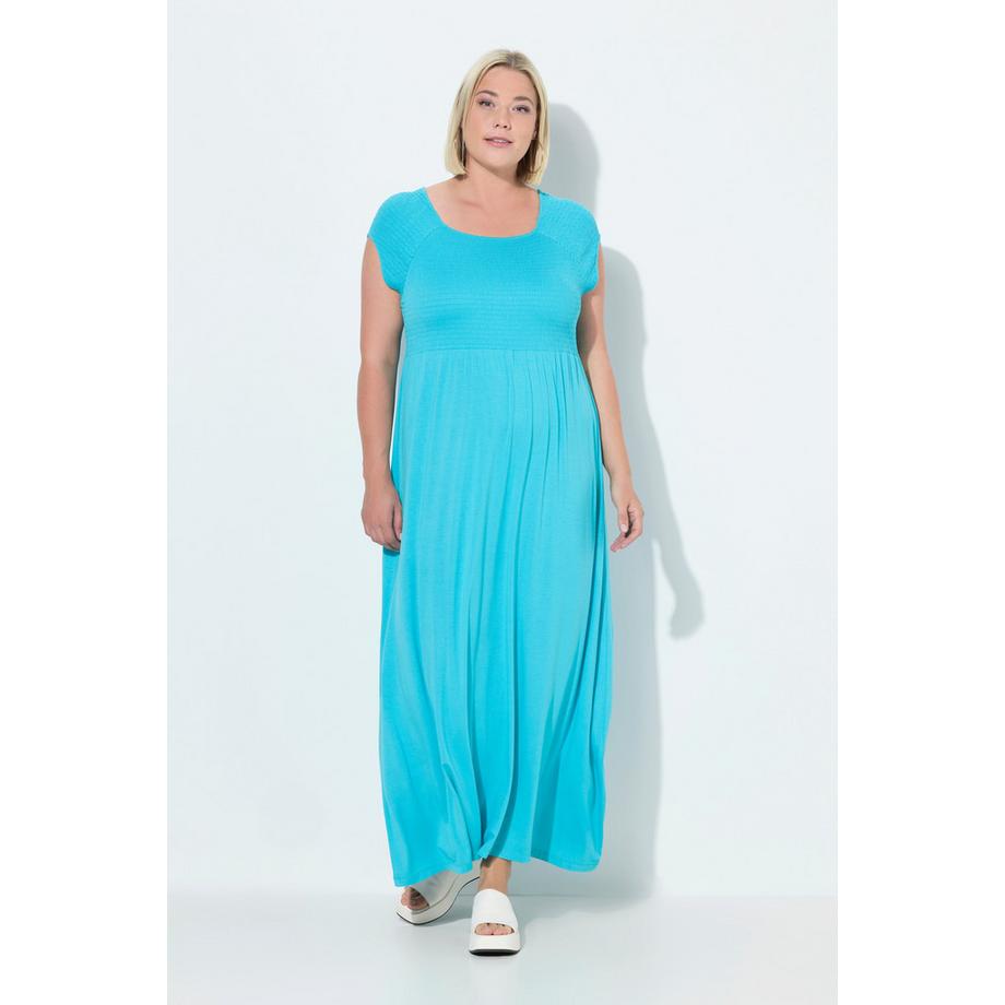 Ulla Popken Abito smockato svasato scollo rettangolare mezze maniche  