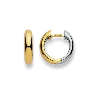 MUAU Schmuck  Scharnier-Creolen Bicolor Gelb-/Weissgold 750, 15mm 