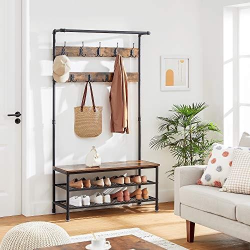 VASAGLE Garderobenständer mit Schuhablage 100 x 182 cm  