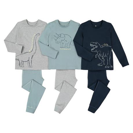 La Redoute Collections  Lot de 3 pyjamas en coton imprimés dinosaures 