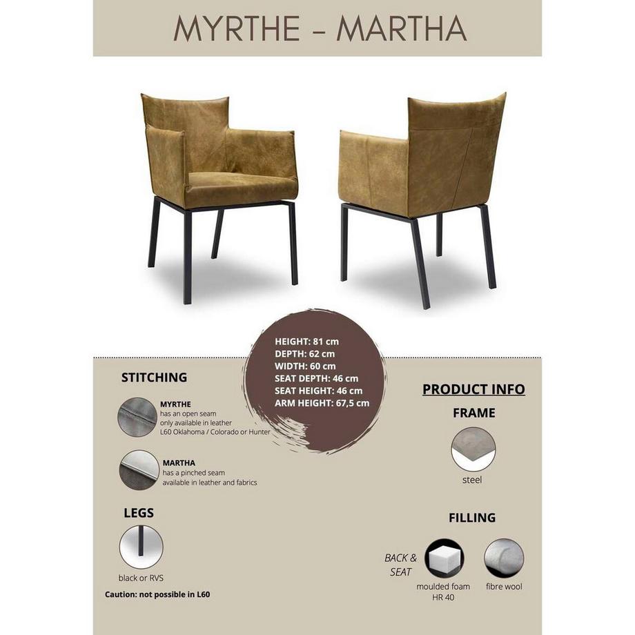 mutoni Chaise avec accoudoirs Myrthe Africa Muschio  