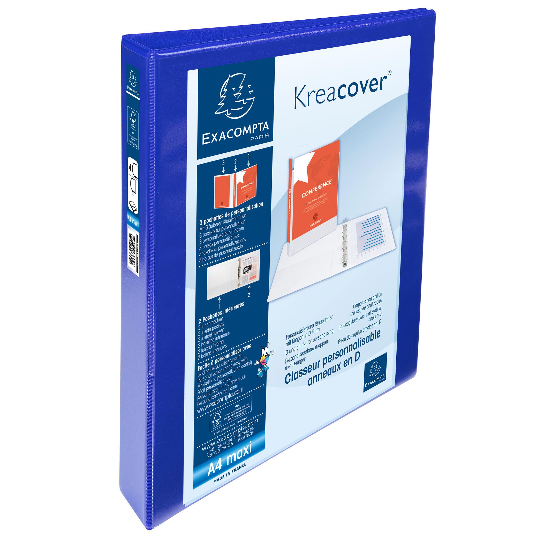 Exacompta Classeur PP personnalisable Kreacover - 4 anneaux en D 25mm - A4 maxi - x 10  