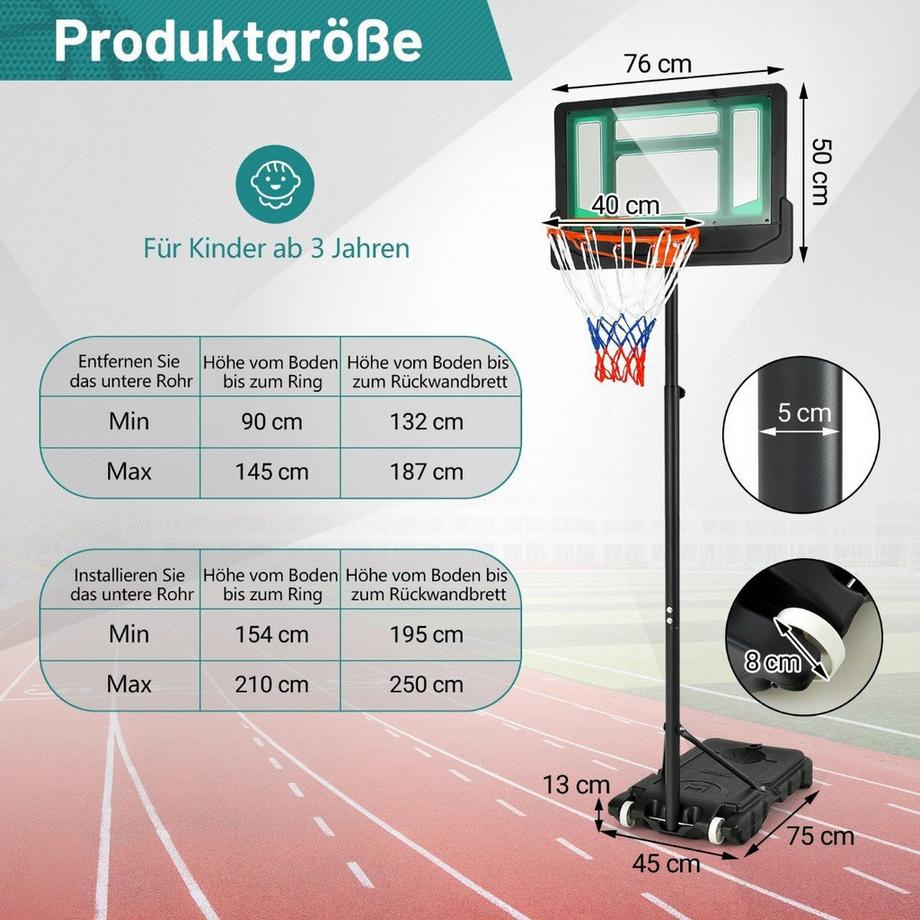 Northix  Panier de Basket sur Pied Réglable en Hauteur Intérieur Extérieur 