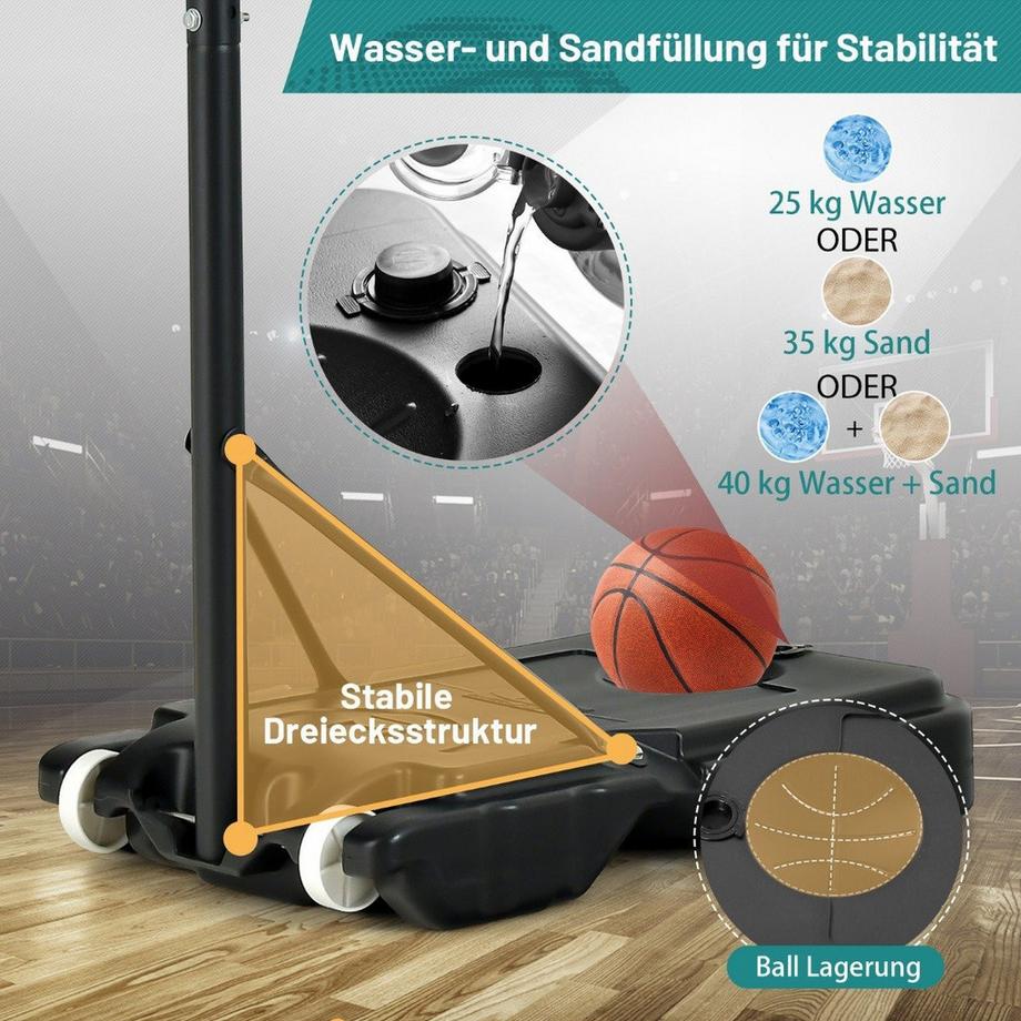 Northix  Panier de Basket sur Pied Réglable en Hauteur Intérieur Extérieur 