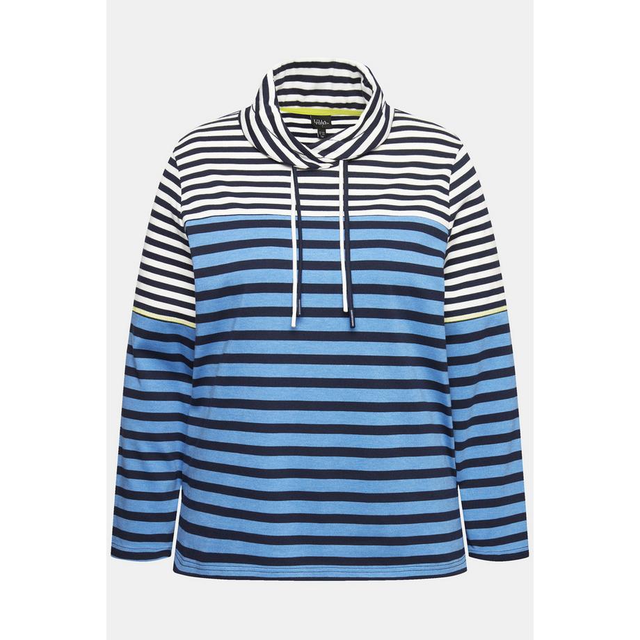 Ulla Popken Ringelmix Stehkragen Langarm Shirt  