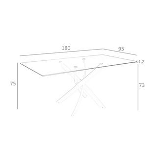 ANGEL CERDA Esstisch Rechteckig gehärtetes Glas aus verchromter Stahl  