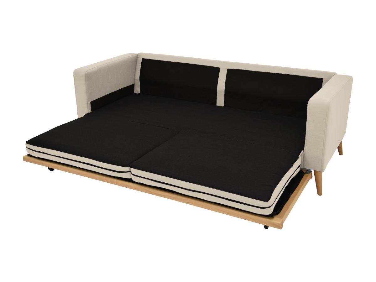 Vente-unique Schlafsofa 3-Sitzer - Stoff - Cremefarben - KENZA  