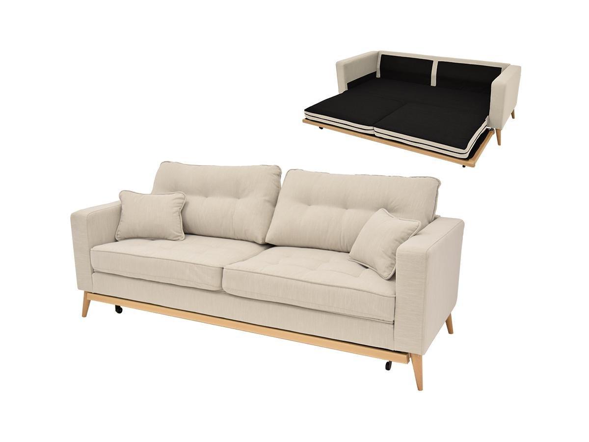 Vente-unique Schlafsofa 3-Sitzer - Stoff - Cremefarben - KENZA  