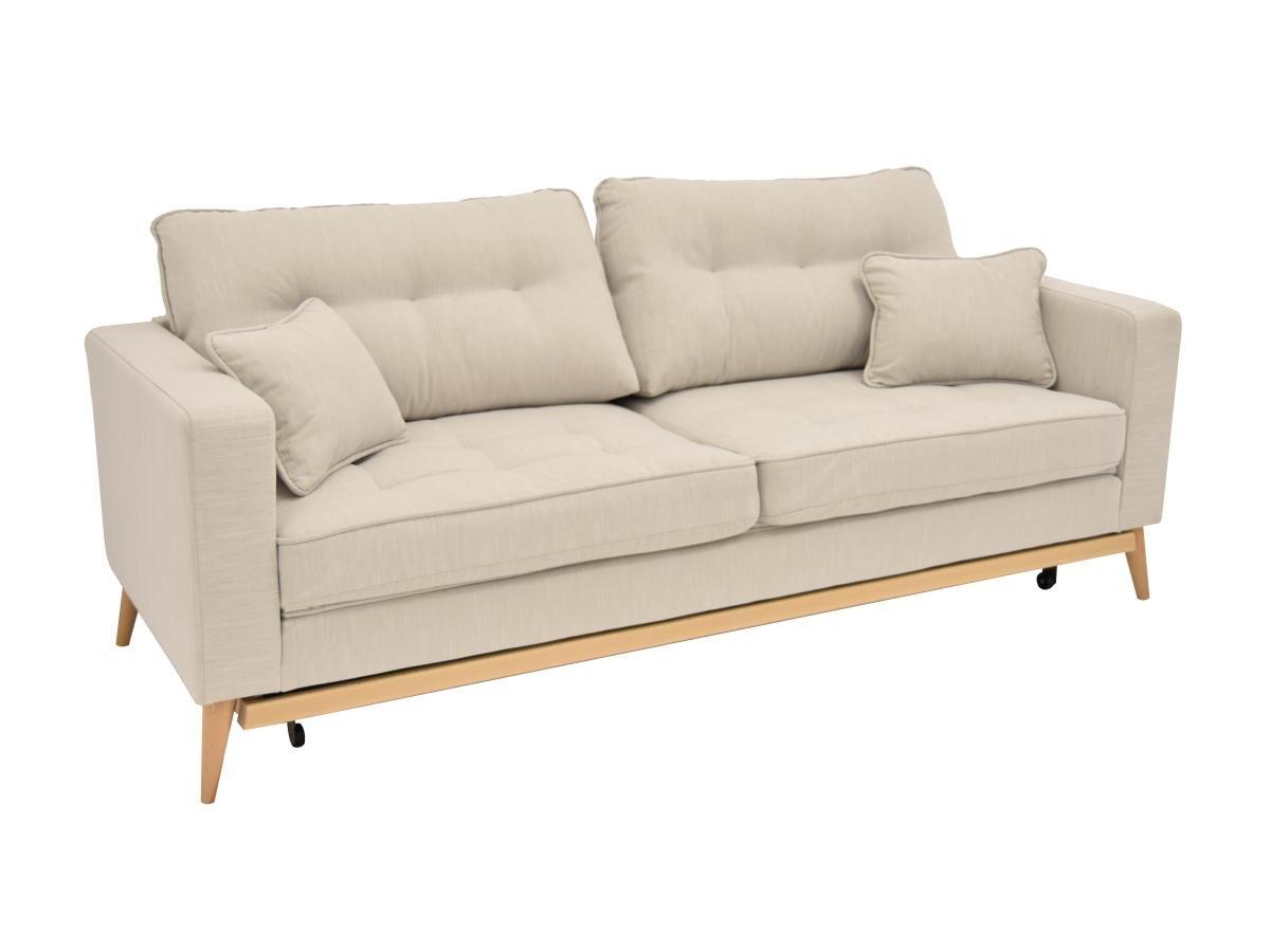 Vente-unique Schlafsofa 3-Sitzer - Stoff - Cremefarben - KENZA  