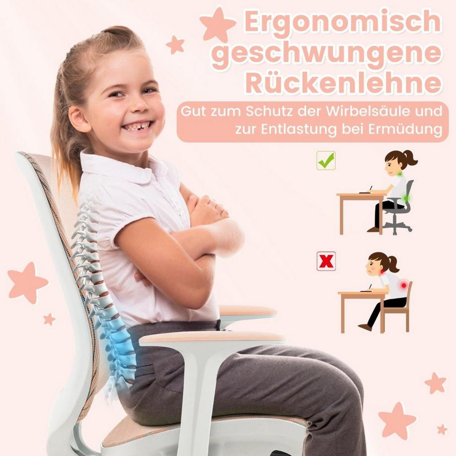 Northix  Höhenverstellbarer Kinderdrehstuhl mit Sitzbremse Ergonomischer Schreibtischstuhl Bürostuhl Rosa 