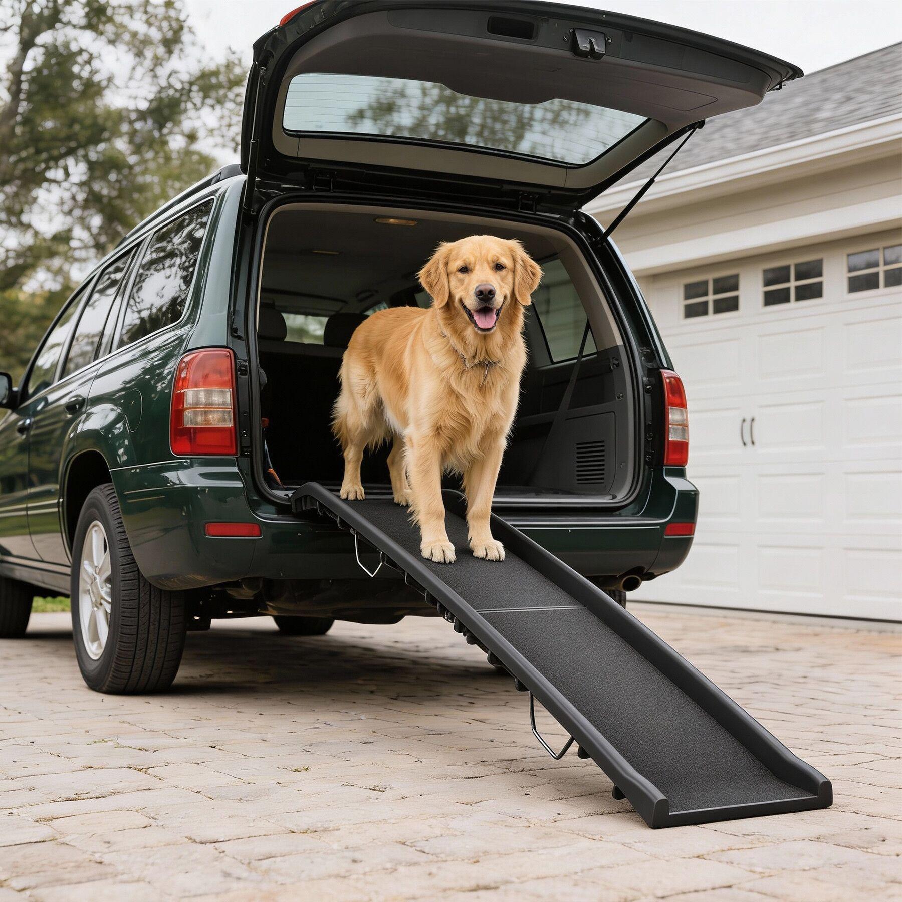 Rampe Pour Chien Voiture 174cm - Antidérapante Stable Jusqu'à 136kg Pour Grands Chiens - Pliable SUV