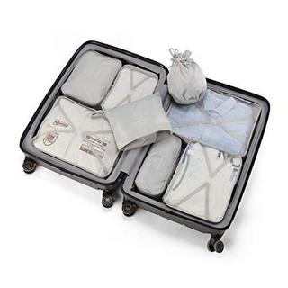 Only-bags.store  Kofferorganisator, 8-in-1-Set Gepäckorganisator, wasserdichte Reisekleidersäcke mit 2 Schuhsäcken, 3 Packwürfeln und 3 Aufbewahrungsbeuteln, für Kleidung, Schuhe, Kosmetika, 