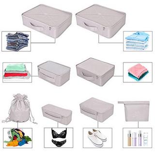 Only-bags.store  Kofferorganisator, 8-in-1-Set Gepäckorganisator, wasserdichte Reisekleidersäcke mit 2 Schuhsäcken, 3 Packwürfeln und 3 Aufbewahrungsbeuteln, für Kleidung, Schuhe, Kosmetika, 