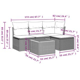 VidaXL set divano da giardino Polirattan  