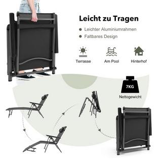 Northix Chaise longue de patio chaise de patio extérieure chaise longue pliante avec 8 dossiers réglables noir  