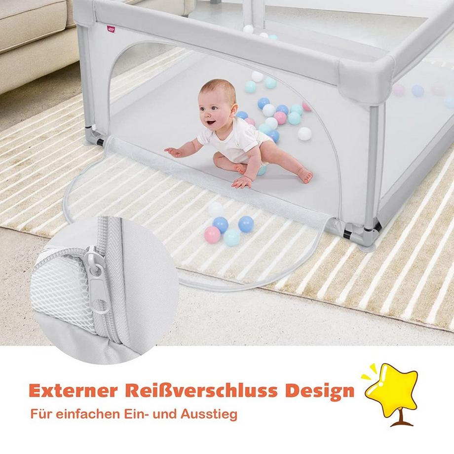 B2X  Parc bébé Parc portable avec barrières de sécurité 120 x 120 x 68 cm Gris 