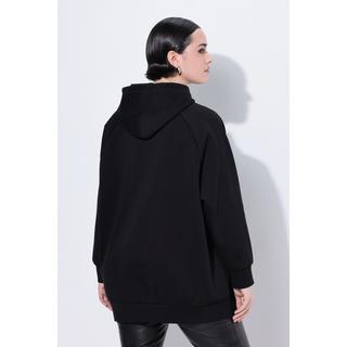 Ulla Popken Sweat-shirt à capuche oversize grand imprimé Black  
