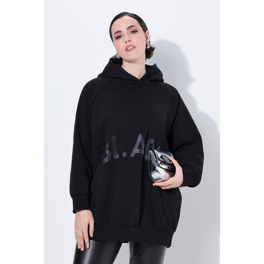 Ulla Popken Felpa con cappuccio oversize scritta Black  