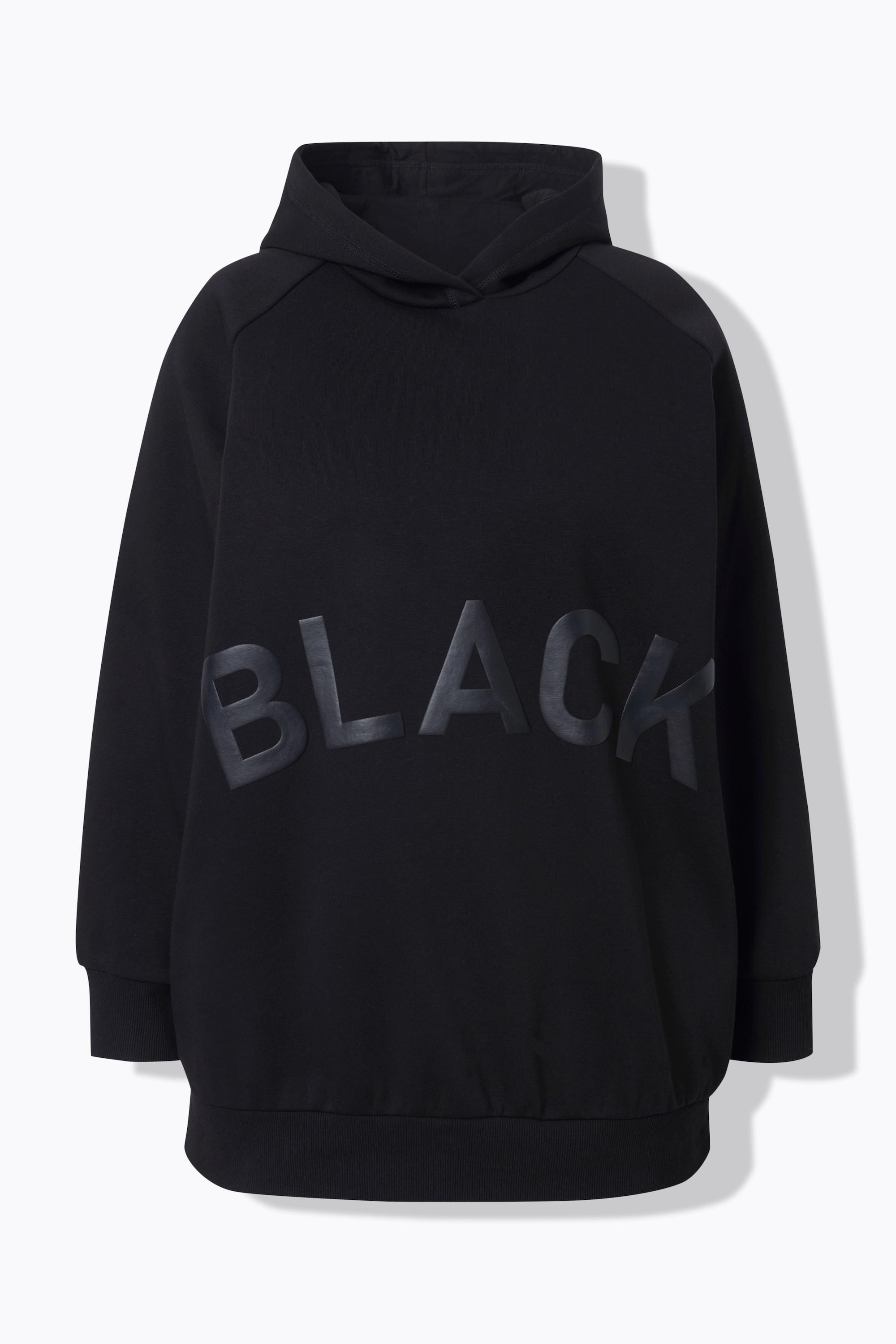Ulla Popken Sweat-shirt à capuche oversize grand imprimé Black  