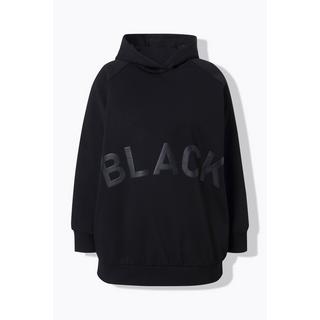 Ulla Popken Sweat-shirt à capuche oversize grand imprimé Black  