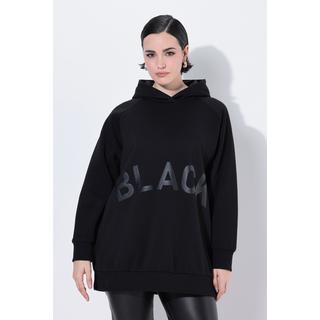 Ulla Popken Sweat-shirt à capuche oversize grand imprimé Black  