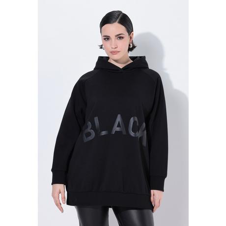 Ulla Popken Sweat-shirt à capuche oversize grand imprimé Black  